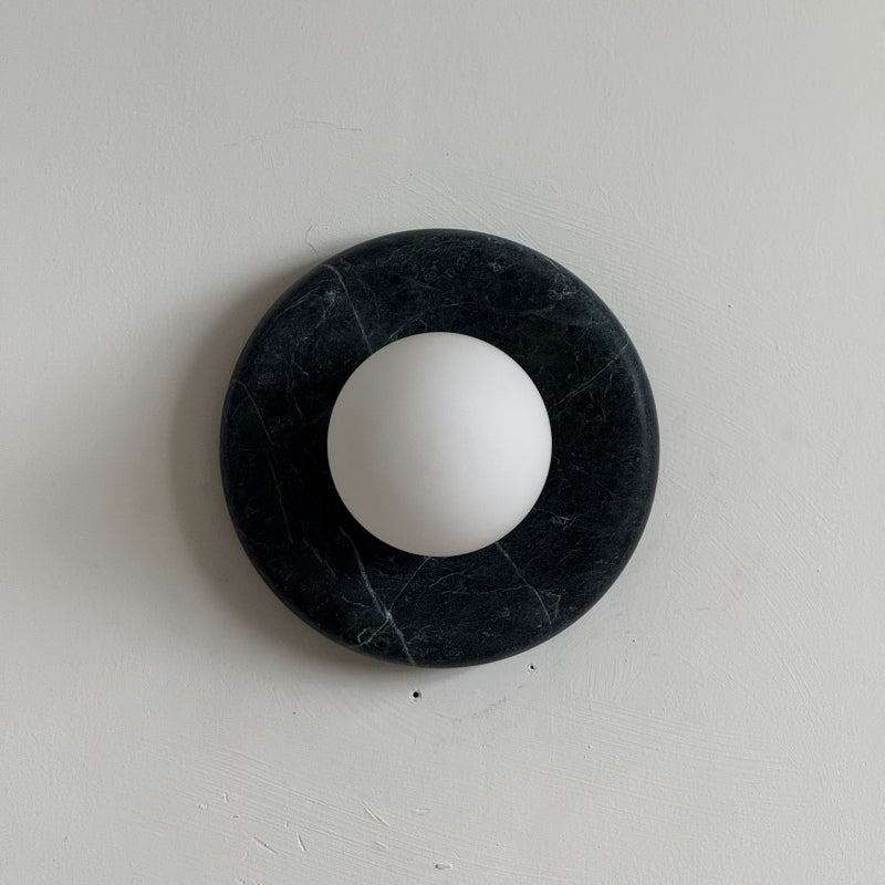 Orli Dark Green Marble Globe Wall Sconce — D 20cm x H 20cm / ∅ 7.9″ x H 7.9″; Dark Green Marble; DH20