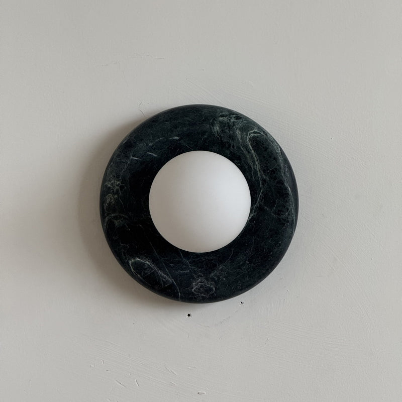 Orli Dark Green Marble Globe Wall Sconce — D 20cm x H 20cm / ∅ 7.9″ x H 7.9″; Dark Green Marble; DH16