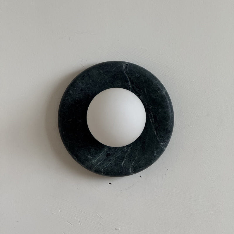 Orli Dark Green Marble Globe Wall Sconce — D 20cm x H 20cm / ∅ 7.9″ x H 7.9″; Dark Green Marble; DH19