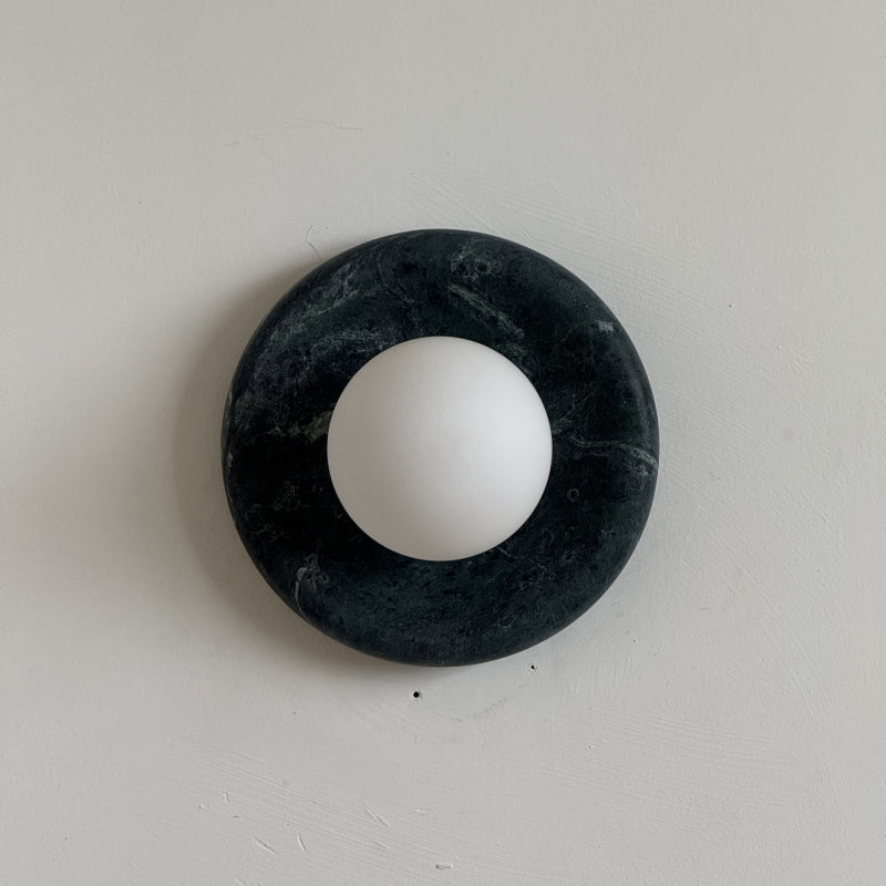 Orli Dark Green Marble Globe Wall Sconce — D 20cm x H 20cm / ∅ 7.9″ x H 7.9″; Dark Green Marble; DH15