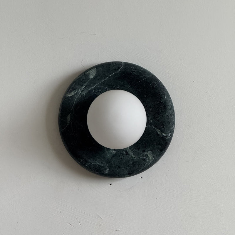 Orli Dark Green Marble Globe Wall Sconce — D 20cm x H 20cm / ∅ 7.9″ x H 7.9″; Dark Green Marble; DH21