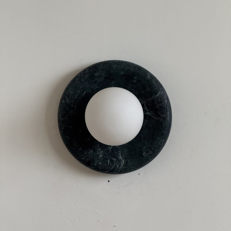 Orli Dark Green Marble Globe Wall Sconce — D 20cm x H 20cm / ∅ 7.9″ x H 7.9″; Dark Green Marble; DH17