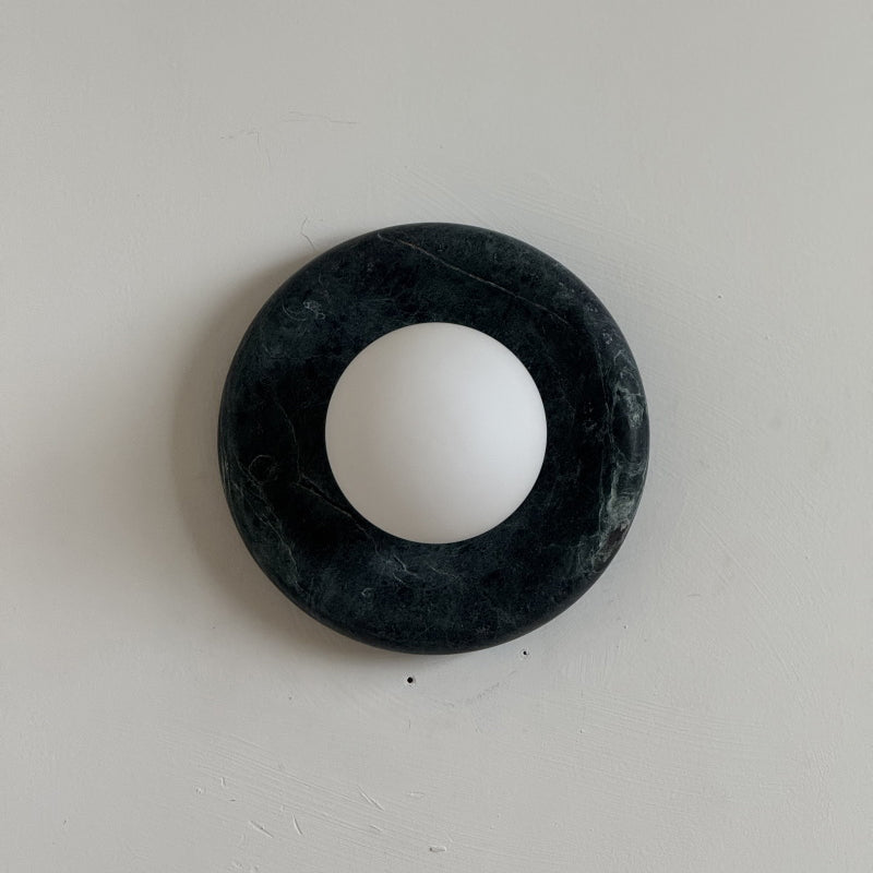 Orli Dark Green Marble Globe Wall Sconce — D 20cm x H 20cm / ∅ 7.9″ x H 7.9″; Dark Green Marble; DH4