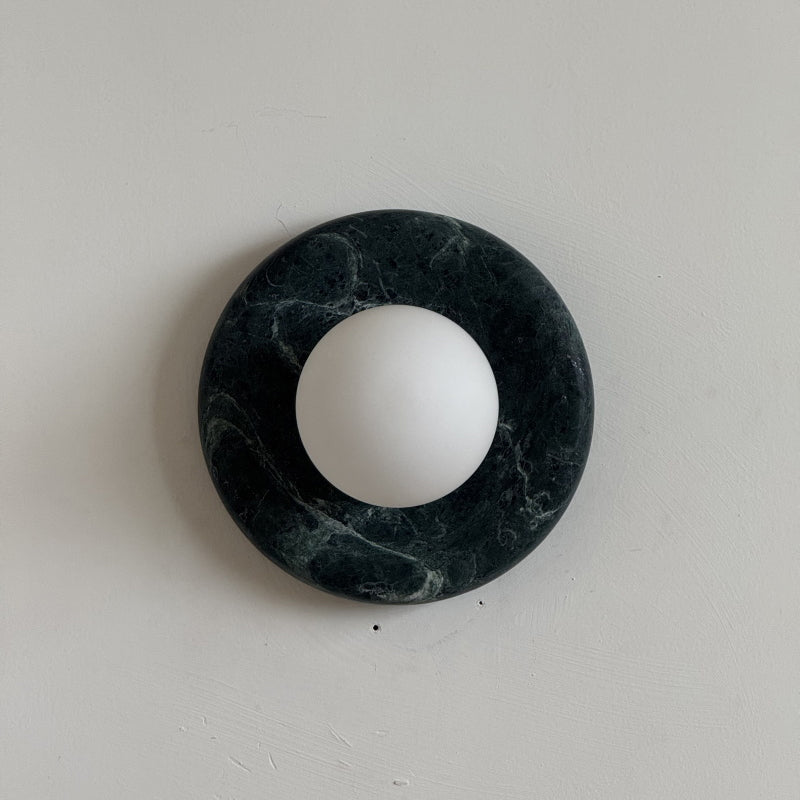 Orli Dark Green Marble Globe Wall Sconce — D 20cm x H 20cm / ∅ 7.9″ x H 7.9″; Dark Green Marble; DH18