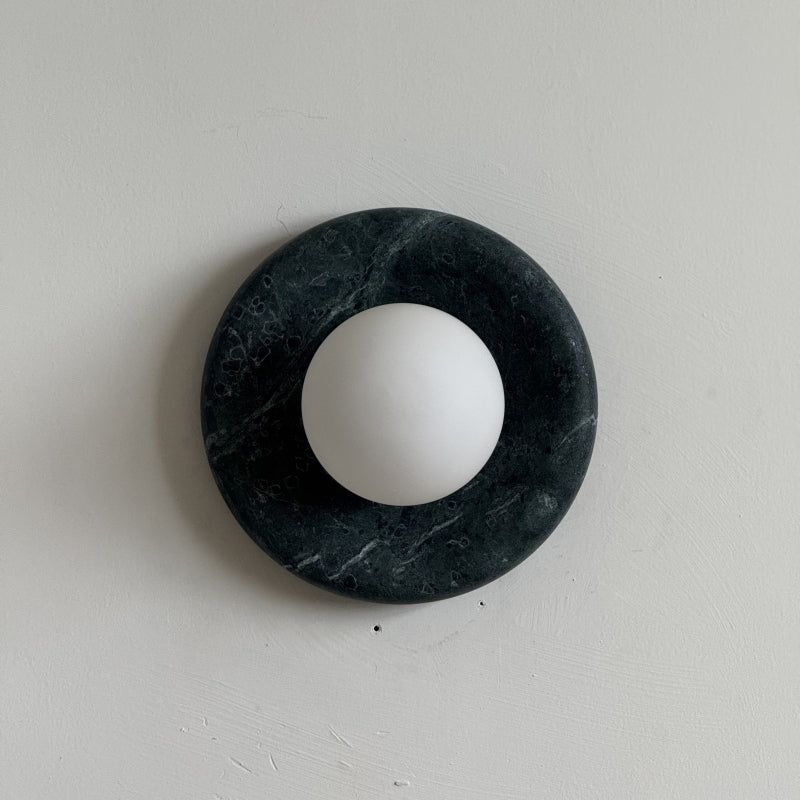 Orli Dark Green Marble Globe Wall Sconce — D 20cm x H 20cm / ∅ 7.9″ x H 7.9″; Dark Green Marble; DH22