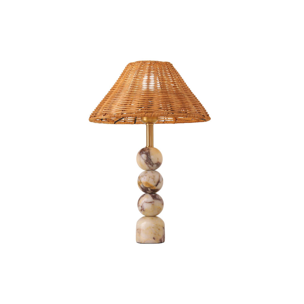 Marble Table Lamp with Natural Rattan Shade — AL-ST0047 — product view 4