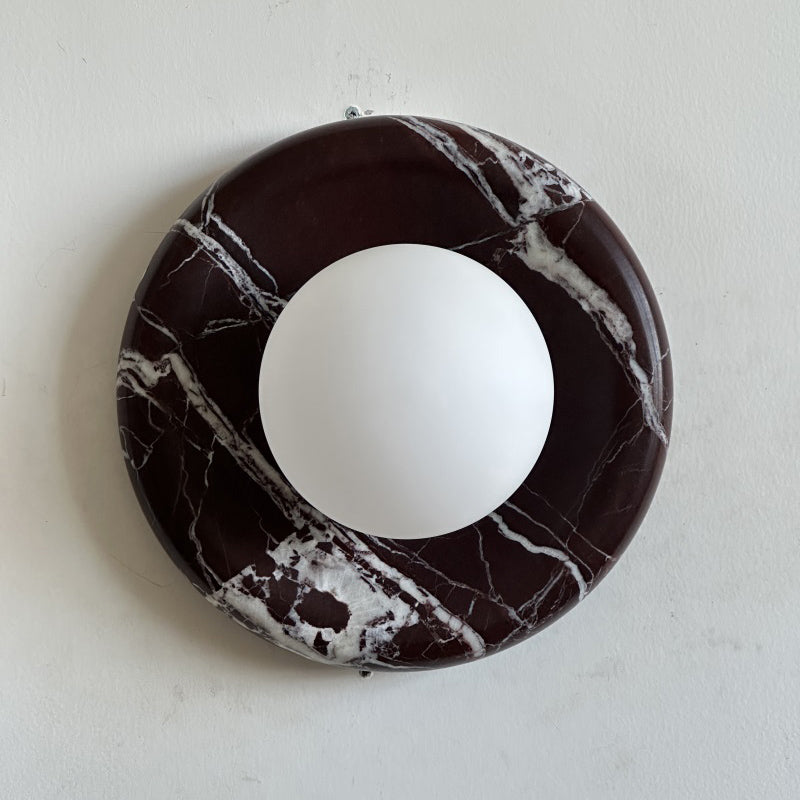 Orli Deep Purple Red Marble Globe Wall Sconce — D 20cm x H 20cm / ∅ 7.9″ x H 7.9″; Deep Purple Red Marble; Z05