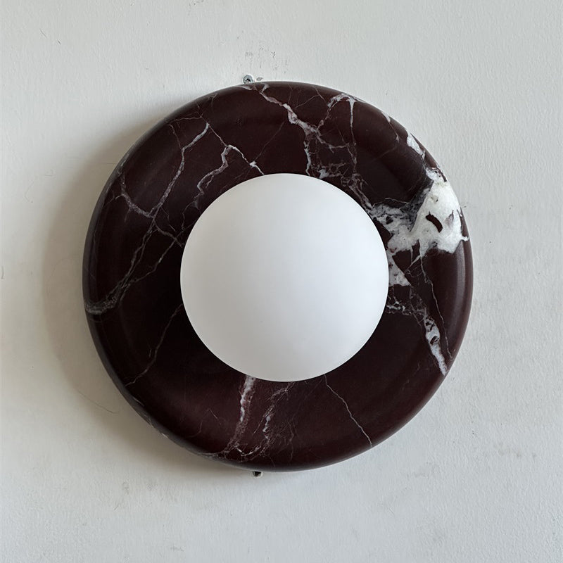 Orli Deep Purple Red Marble Globe Wall Sconce — D 20cm x H 20cm / ∅ 7.9″ x H 7.9″; Deep Purple Red Marble; Z09