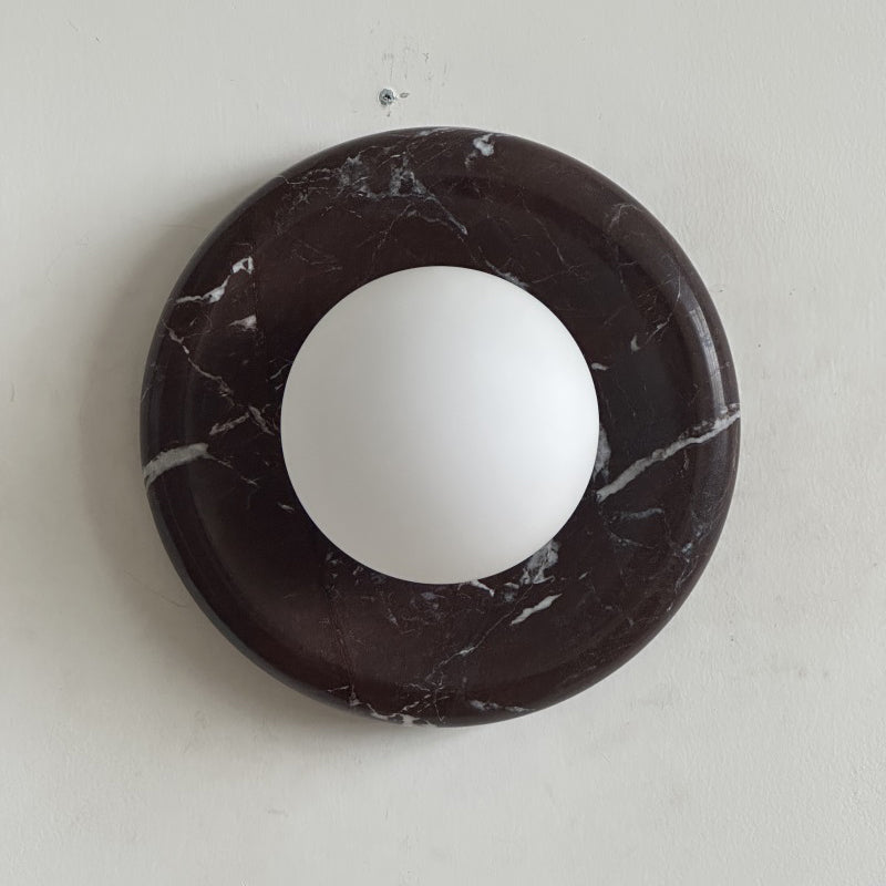 Orli Deep Purple Red Marble Globe Wall Sconce — D 20cm x H 20cm / ∅ 7.9″ x H 7.9″; Deep Purple Red Marble; Z36