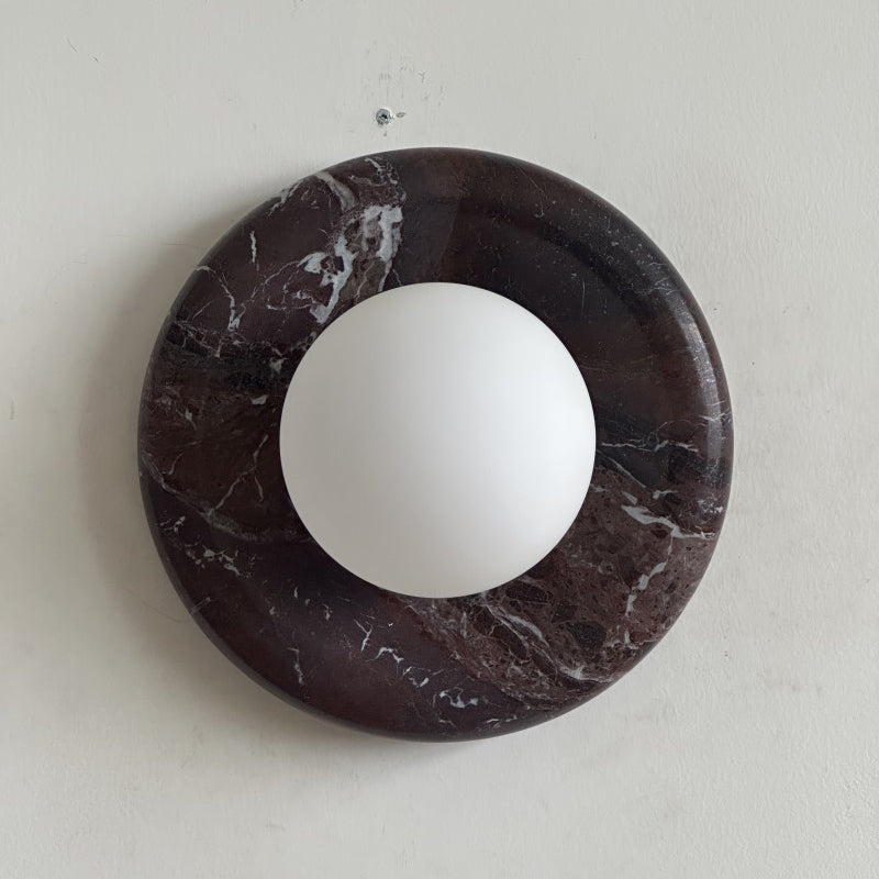 Orli Deep Purple Red Marble Globe Wall Sconce — D 20cm x H 20cm / ∅ 7.9″ x H 7.9″; Deep Purple Red Marble; Z32