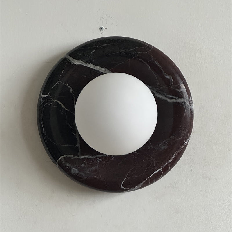 Orli Deep Purple Red Marble Globe Wall Sconce — D 20cm x H 20cm / ∅ 7.9″ x H 7.9″; Deep Purple Red Marble; Z39