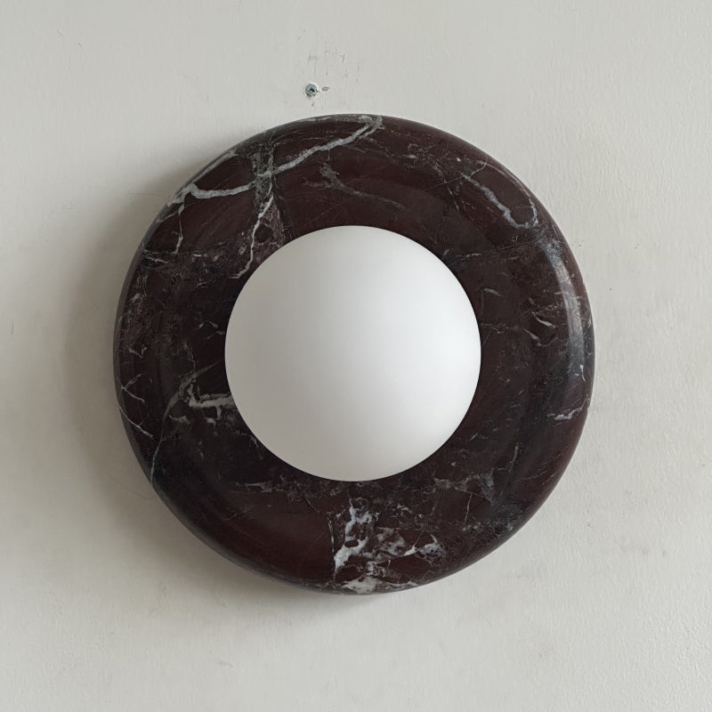 Orli Deep Purple Red Marble Globe Wall Sconce — D 20cm x H 20cm / ∅ 7.9″ x H 7.9″; Deep Purple Red Marble; Z41