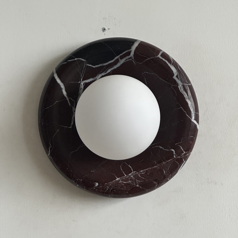 Orli Deep Purple Red Marble Globe Wall Sconce — D 20cm x H 20cm / ∅ 7.9″ x H 7.9″; Deep Purple Red Marble; Z38