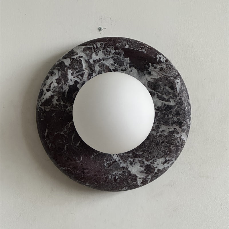 Orli Deep Purple Red Marble Globe Wall Sconce — D 20cm x H 20cm / ∅ 7.9″ x H 7.9″; Deep Purple Red Marble; Z44