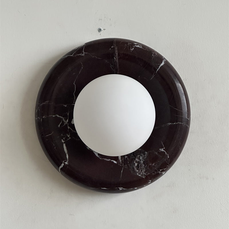 Orli Deep Purple Red Marble Globe Wall Sconce — D 20cm x H 20cm / ∅ 7.9″ x H 7.9″; Deep Purple Red Marble; Z21