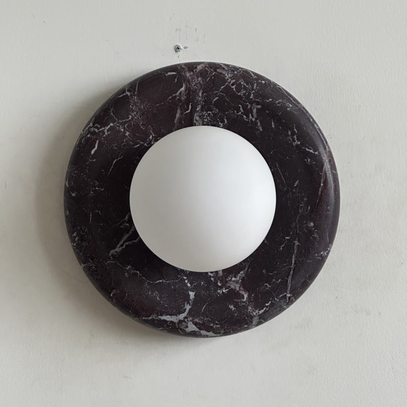 Orli Deep Purple Red Marble Globe Wall Sconce — D 20cm x H 20cm / ∅ 7.9″ x H 7.9″; Deep Purple Red Marble; Z37