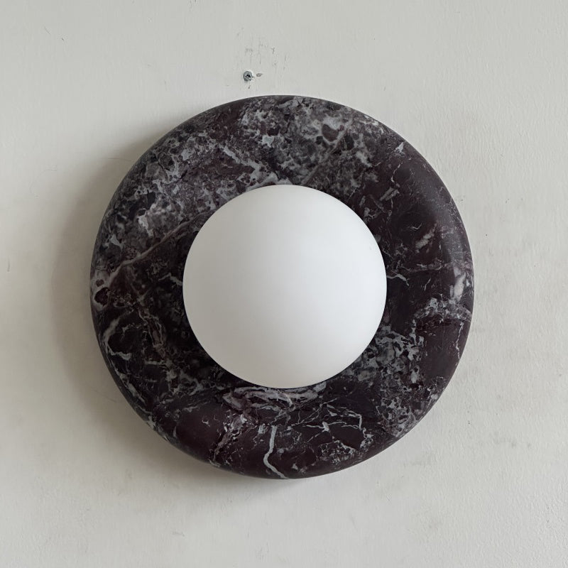Orli Deep Purple Red Marble Globe Wall Sconce — D 20cm x H 20cm / ∅ 7.9″ x H 7.9″; Deep Purple Red Marble; Z19