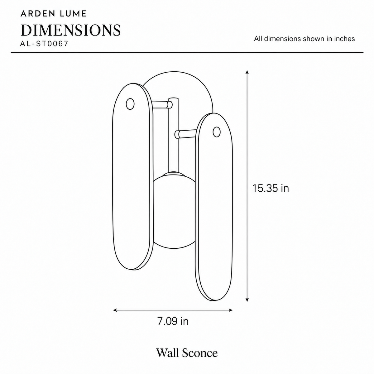 ARDEN LUME AL-ST0067 dimension diagram in inches