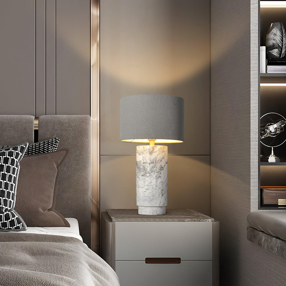 Terra Marble Table Lamp with Fabric Shade — AL-ST0071 — product view 3