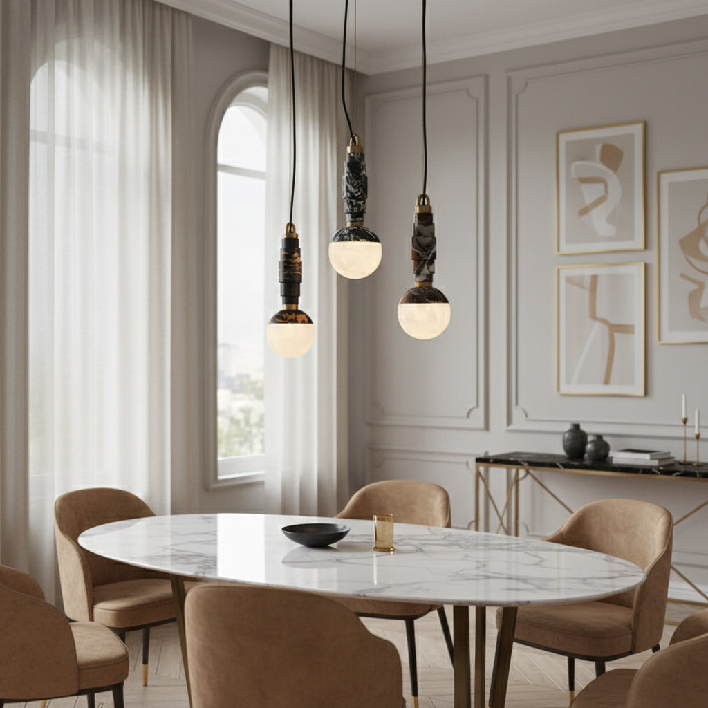 Lunar Art Deco Marble Pendant Light — AL-ST0073 — product view 1