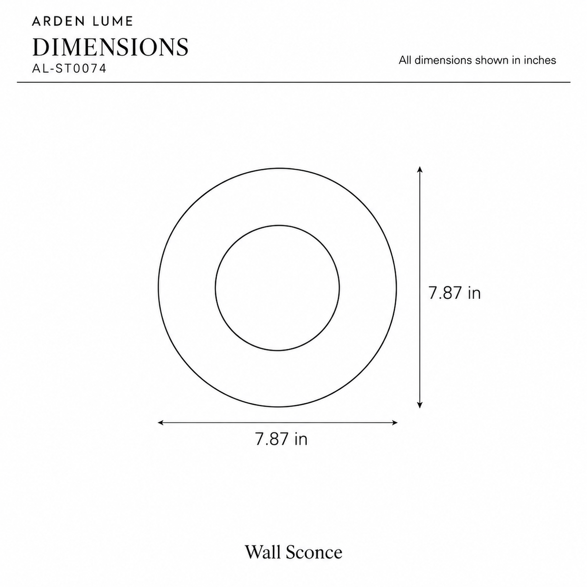 ARDEN LUME AL-ST0074 dimension diagram in inches