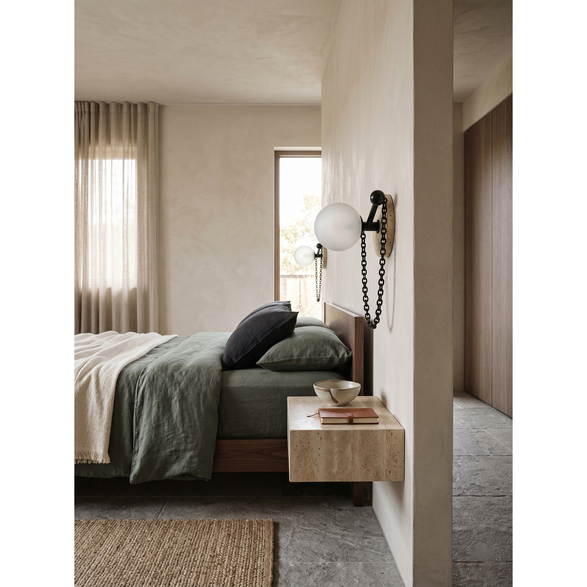 Alla Stone Wall Sconce with Glass Shade — AL-ST0076 — product view 2