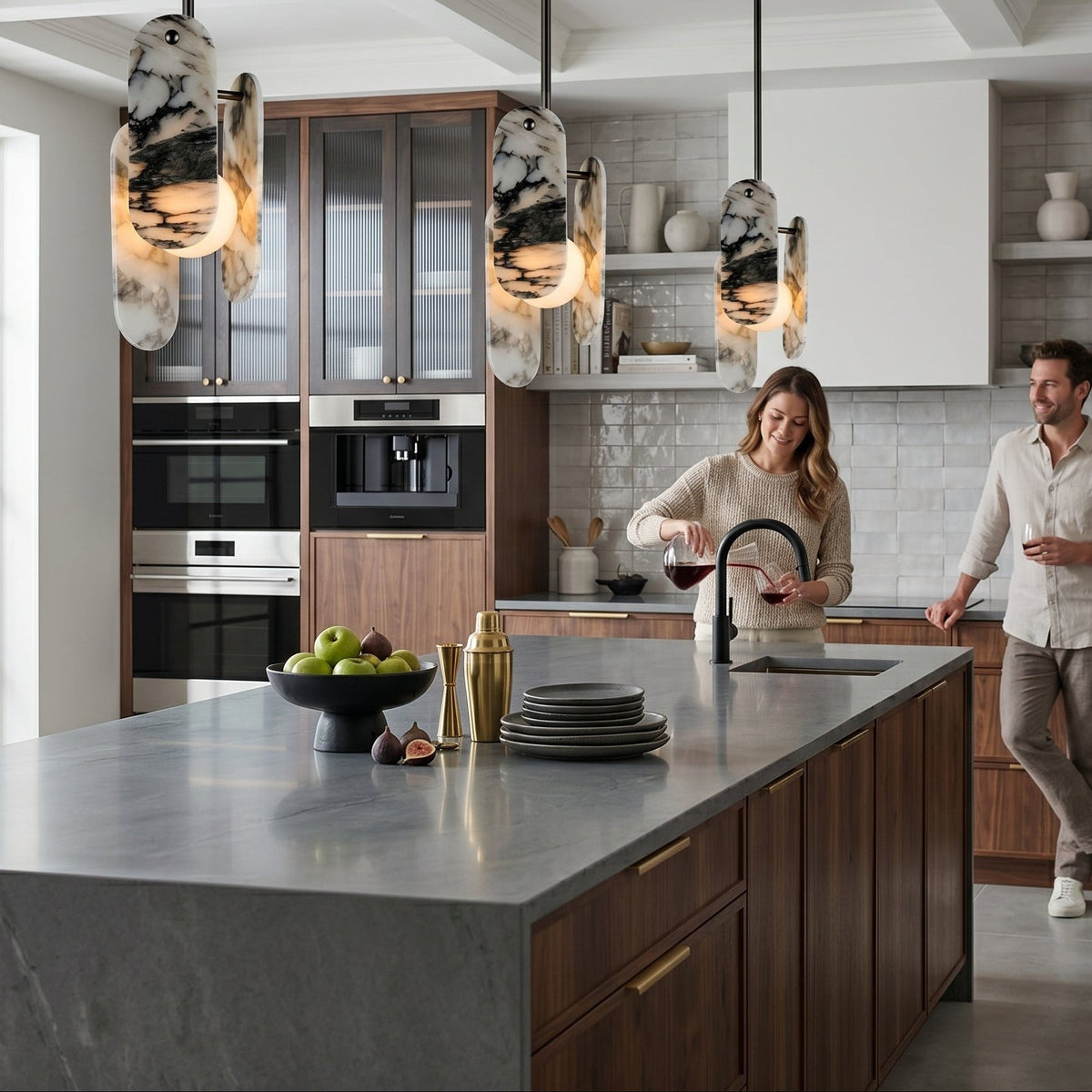 Megalith Marble Globe Pendant Light — AL-ST0077 — product view 2