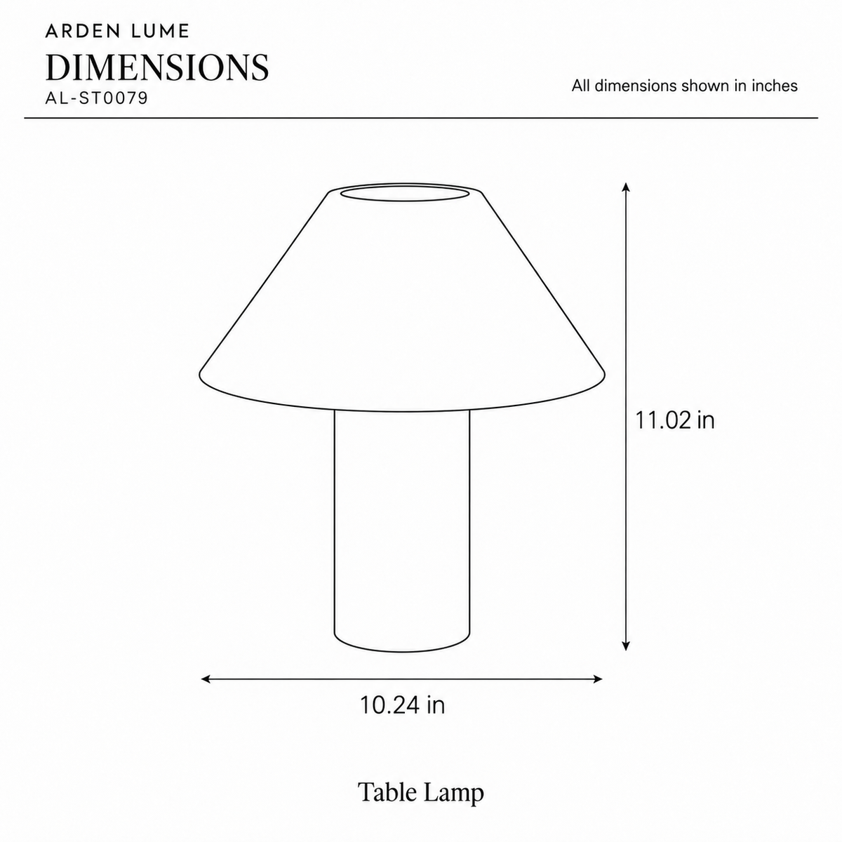 ARDEN LUME AL-ST0079 dimension diagram in inches