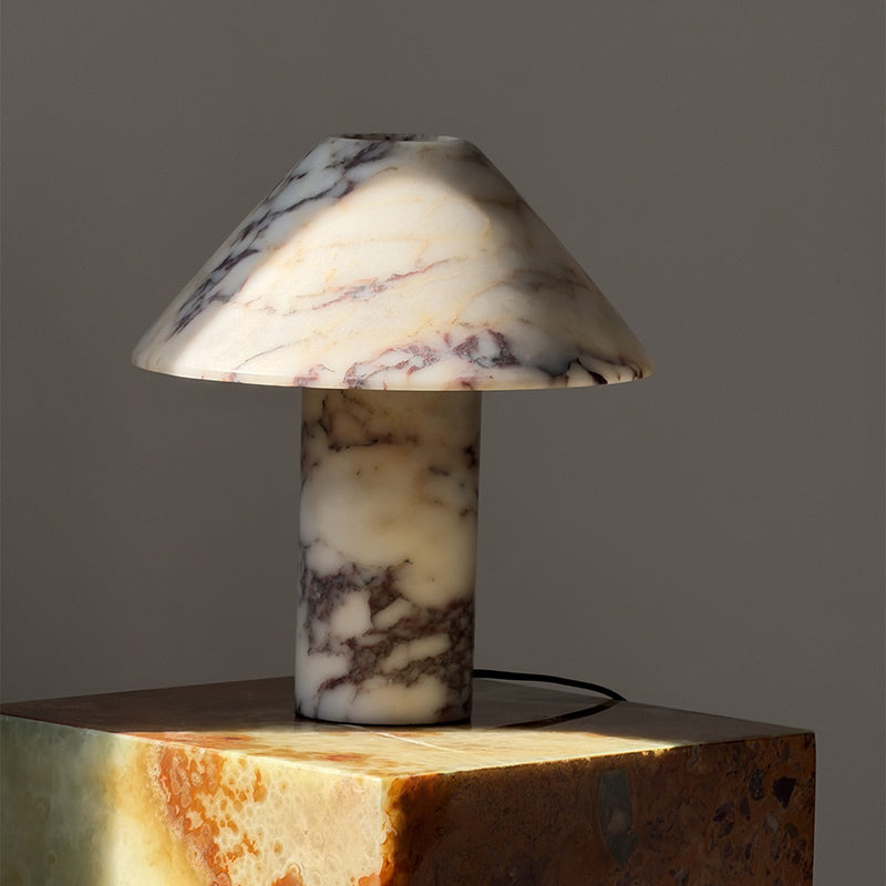 Pillar Stone LED Table Lamp — D 26cm x H 28cm / ∅ 10.2″ x H 11″ (warm light); Purple Marble