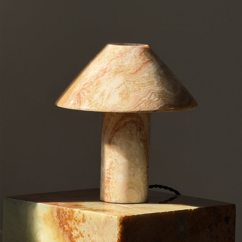 Pillar Stone LED Table Lamp — D 26cm x H 28cm / ∅ 10.2″ x H 11″ (warm light); Orange
