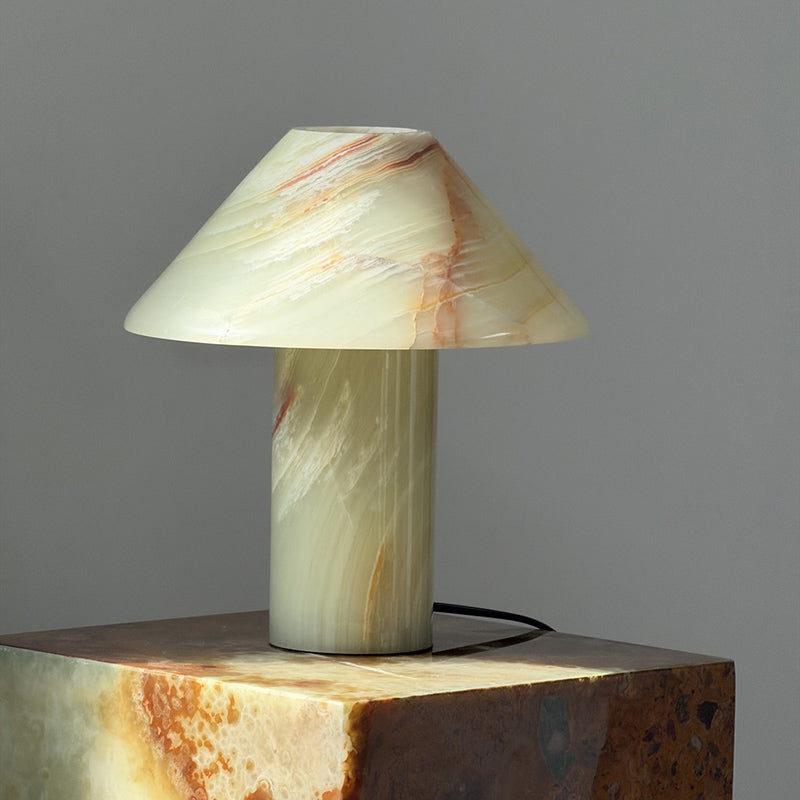 Pillar Stone LED Table Lamp — D 26cm x H 28cm / ∅ 10.2″ x H 11″ (warm light); Cyan Onyx