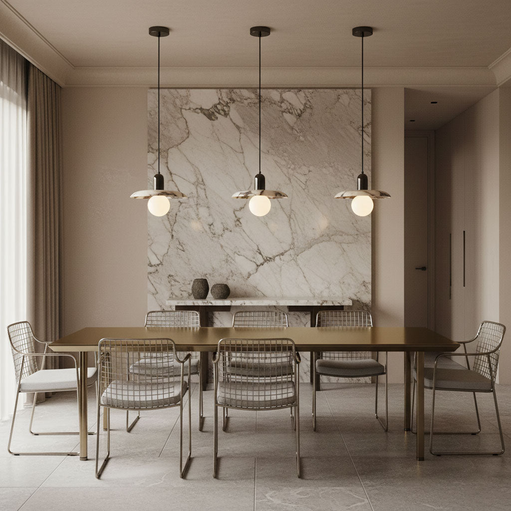 Lu Metal Pendant Light with Marble Shade — AL-ST0080 — product view 1