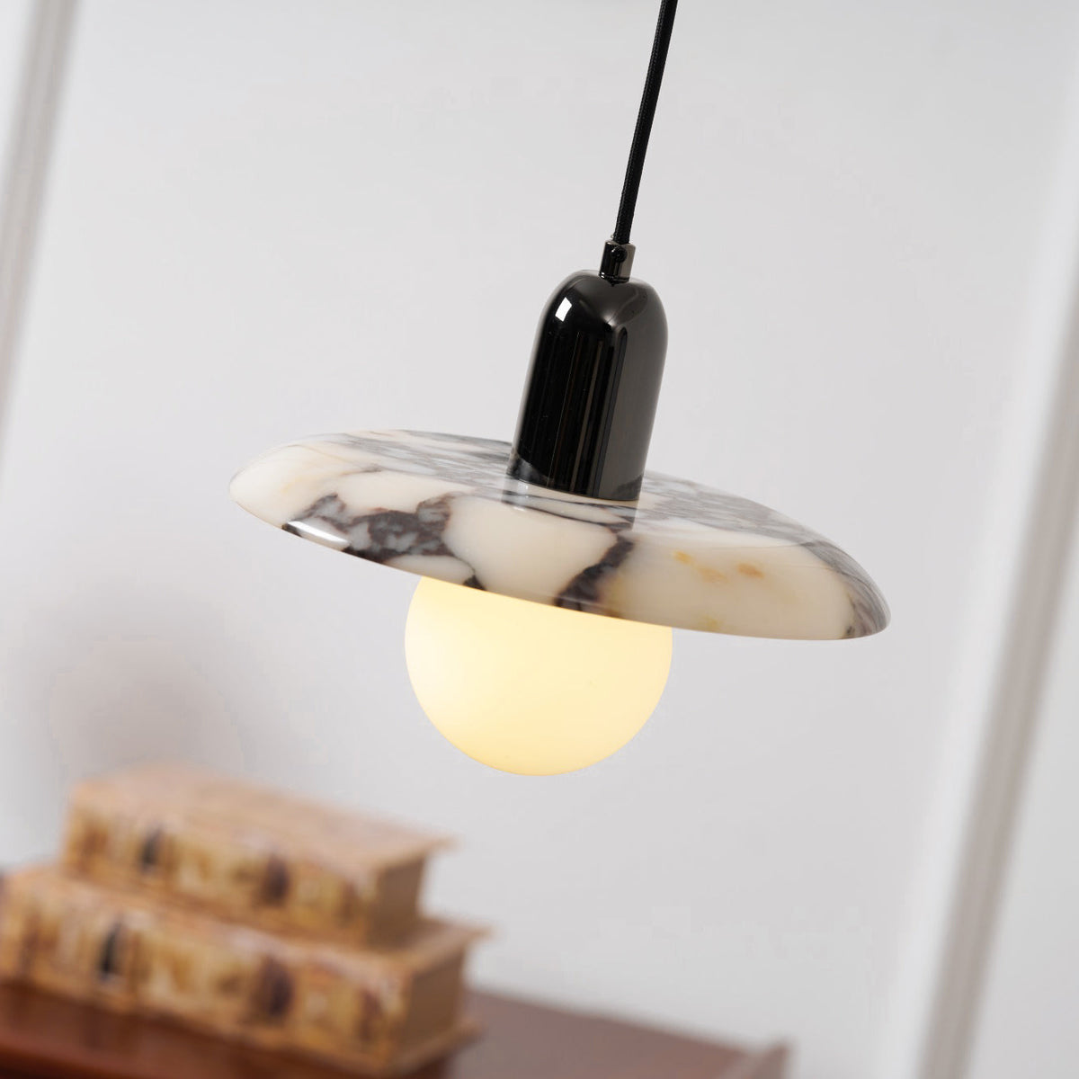 Lu Metal Pendant Light with Marble Shade — AL-ST0080 — product view 2