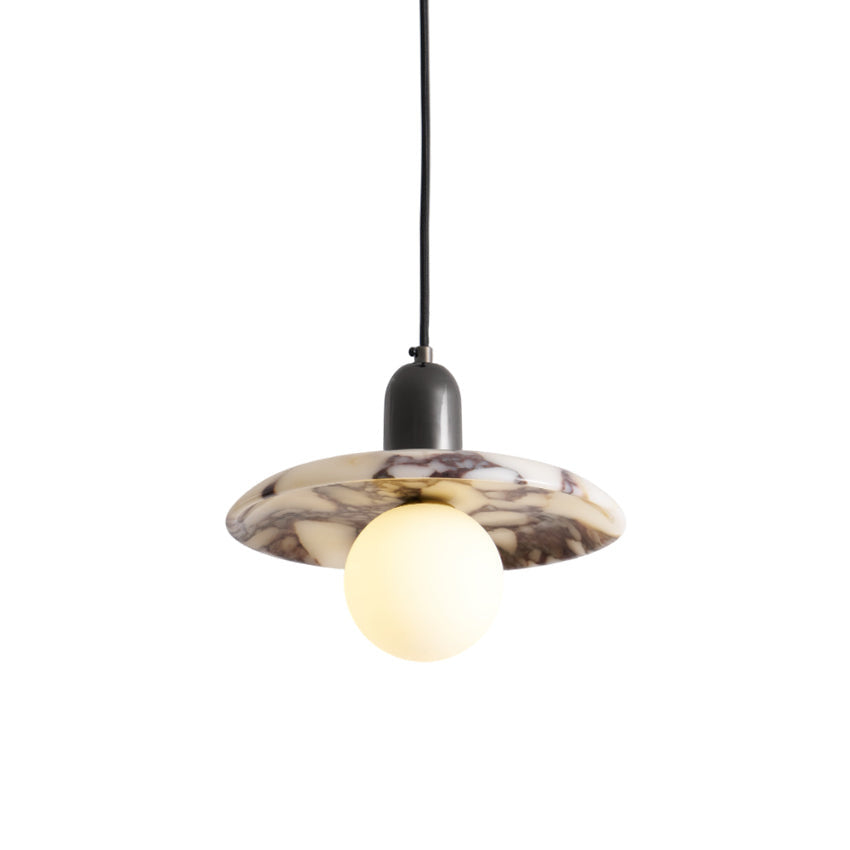 Lu Metal Pendant Light with Marble Shade — AL-ST0080 — product view 4