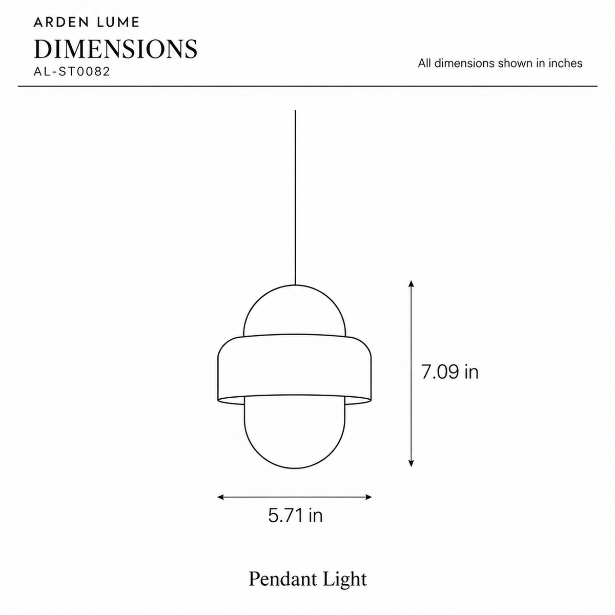 ARDEN LUME AL-ST0082 dimension diagram in inches
