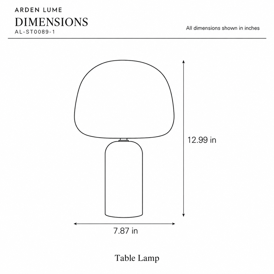 ARDEN LUME AL-ST0089-1 dimension diagram in inches