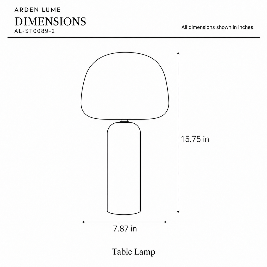 ARDEN LUME AL-ST0089-2 dimension diagram in inches