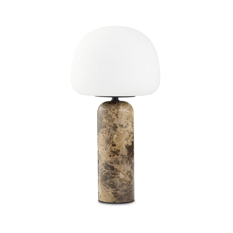 Kin Marble Table Lamp with Glass Shade — D 20cm x H 40cm / ∅ 7.9″ x H 15.7″; Brown & White