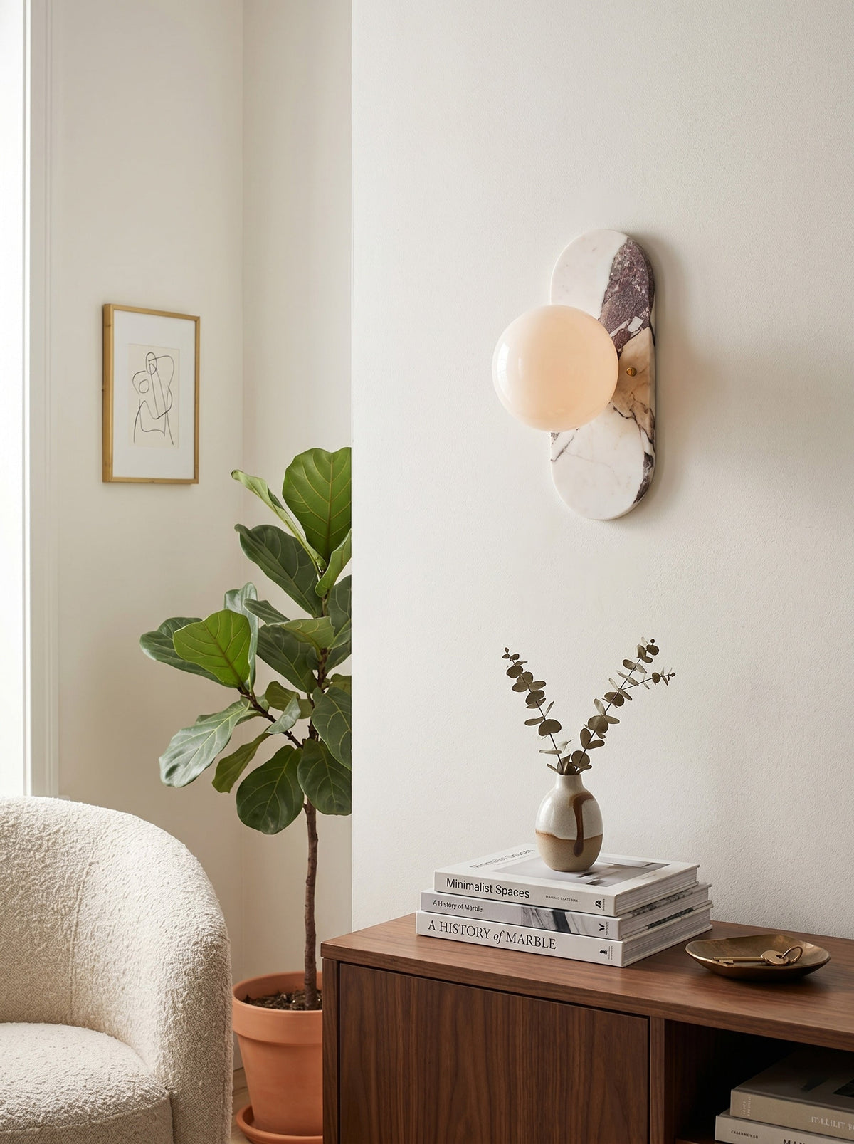 Viola Oval Marble Wall Sconce — AL-ST0099 — product view 1