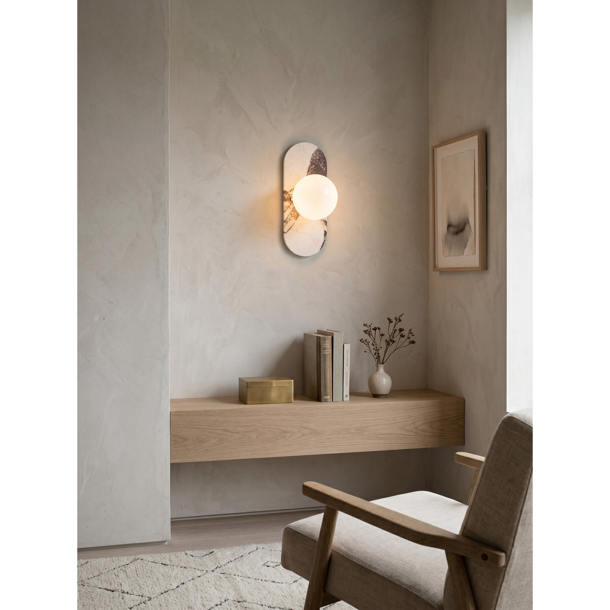 Viola Oval Marble Wall Sconce — AL-ST0099 — product view 2