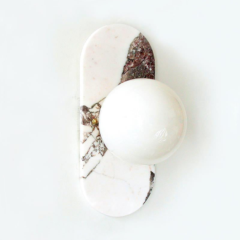 Viola Oval Marble Wall Sconce — D 13cm x W 14cm x H 30.5cm / ∅ 5.1″ x W 5.5″ x H 12″; White Marble