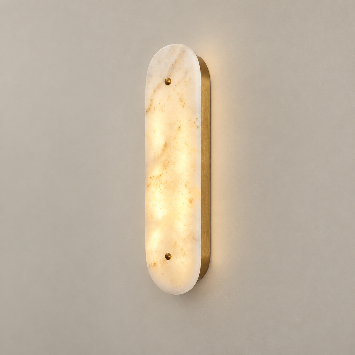 Fivorno Marble LED Wall Sconce on a warm greige background
