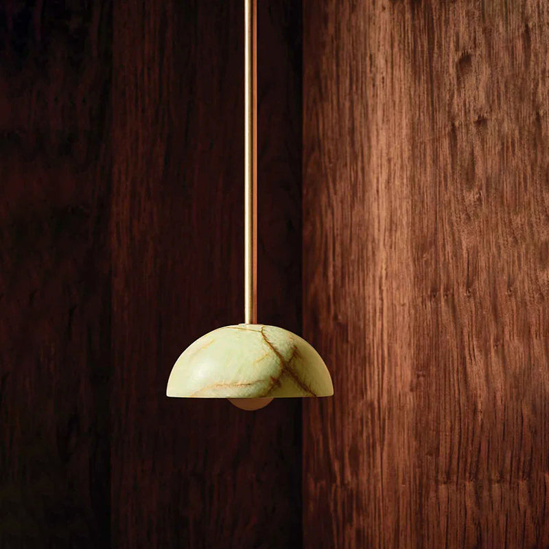 Aurelia Onyx Pendant Light — D 17cm x H 81.5cm / ∅ 6.7″ x H 32″; Cyan Onyx; Brass suspension rod