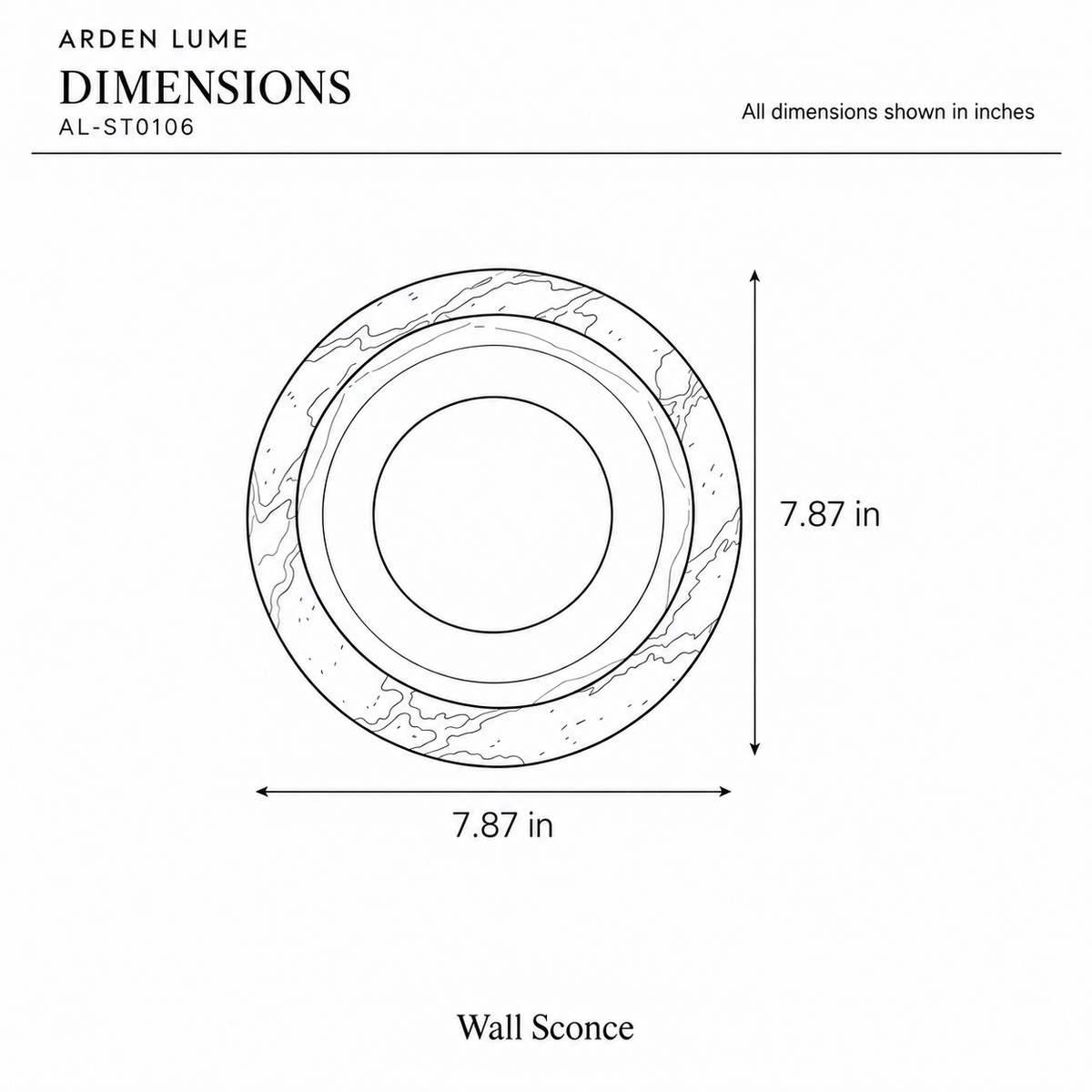 ARDEN LUME AL-ST0106 dimension diagram in inches