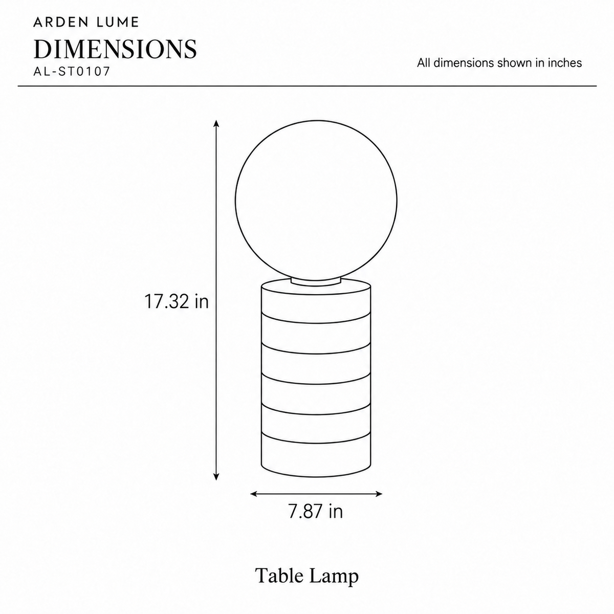 ARDEN LUME AL-ST0107-pdf3 dimension diagram in inches