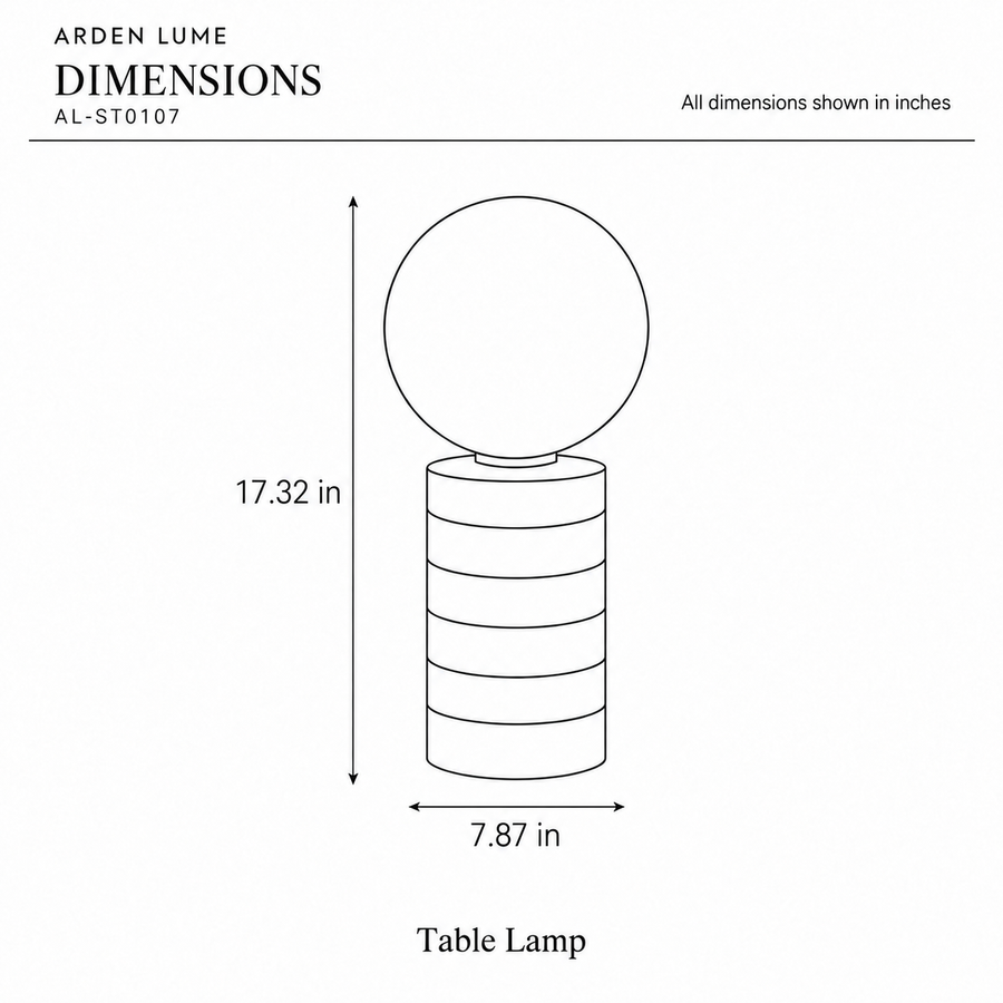 ARDEN LUME AL-ST0107-pdf3 dimension diagram in inches