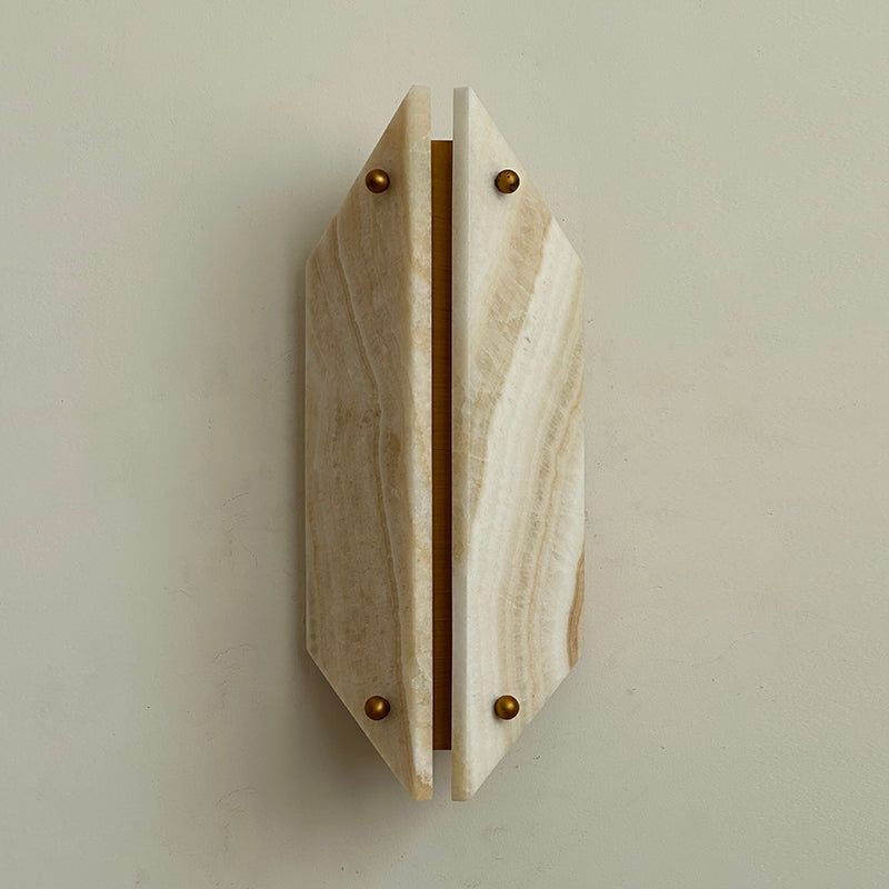 Vivien Stone LED Wall Sconce — L 15cm x W 10cm x H 35cm / L 5.9″ x W 3.9″ x H 13.8″; Beige Onyx