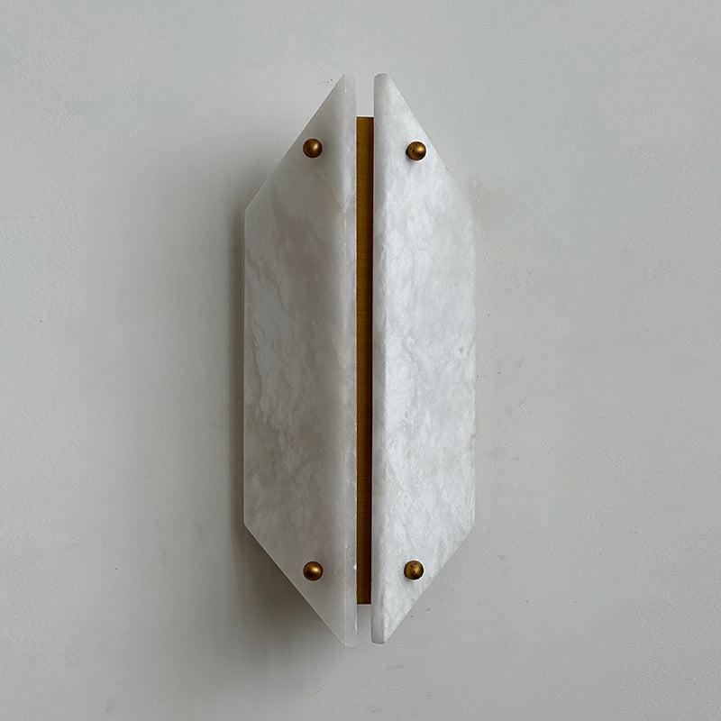 Vivien Stone LED Wall Sconce — L 15cm x W 10cm x H 35cm / L 5.9″ x W 3.9″ x H 13.8″; White alabaster