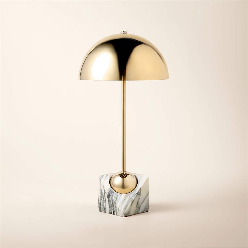 Venus Art Deco Marble Table Lamp — D 25.5cm x H 51cm / ∅ 10″ x H 20.1″; White & Gold