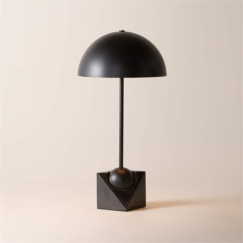 Venus Art Deco Marble Table Lamp — D 25.5cm x H 51cm / ∅ 10″ x H 20.1″; Black